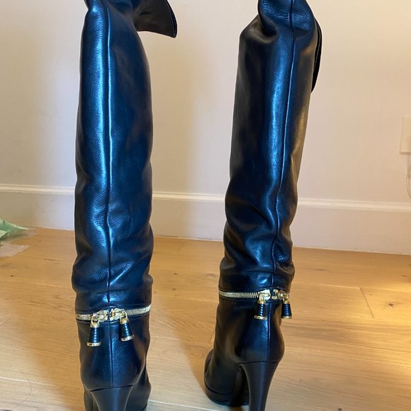 Sergio Rossi Black Leather Knee High Boots  (Size 36) - Brand new No Box - Picture 4 of 7